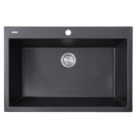 Nantucket Sinks 33-inch Dual-mount Granite Composite Sink in Black PR3322-DM-BL